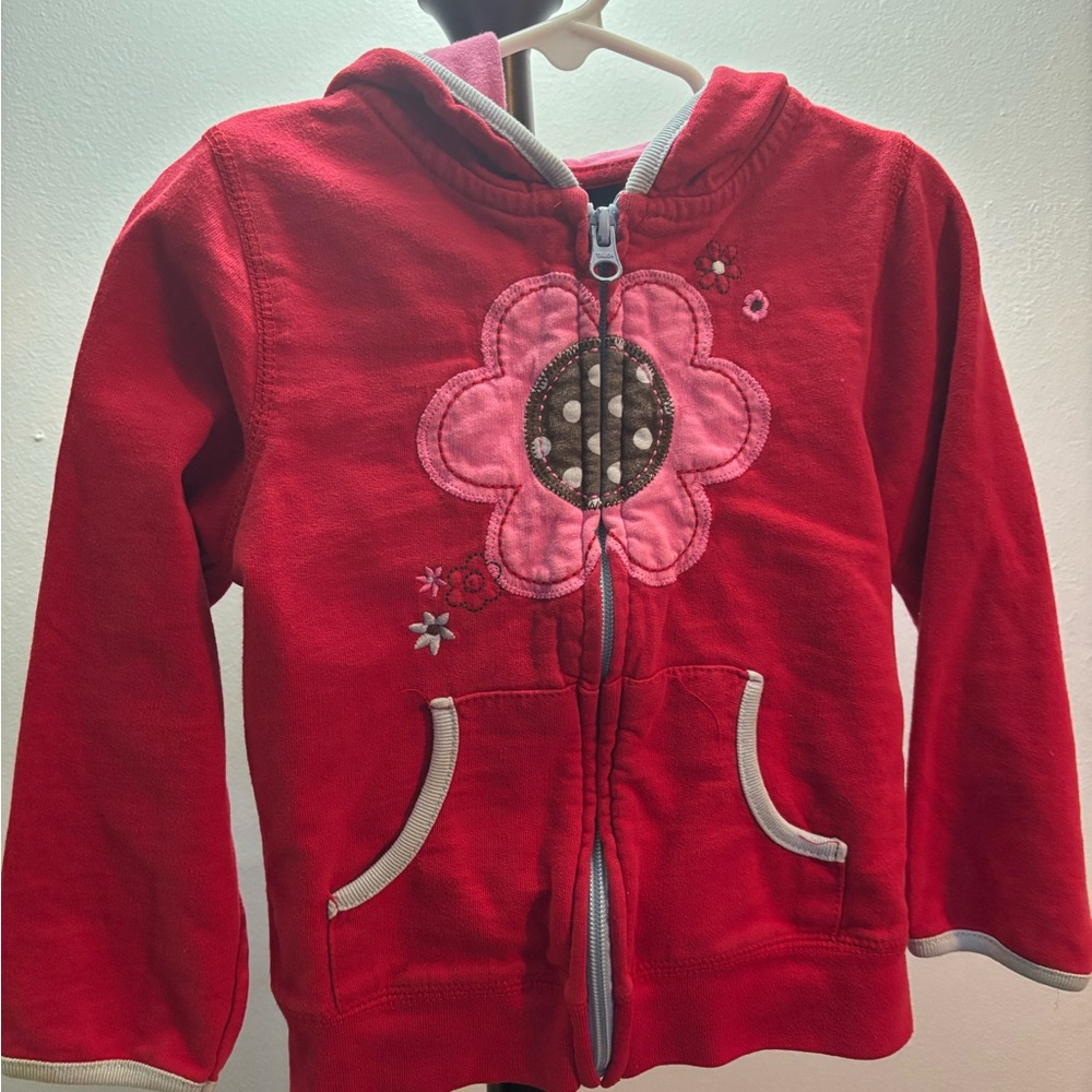 Faded Glory Red and Pink Floral Sweatshirt Hoodie